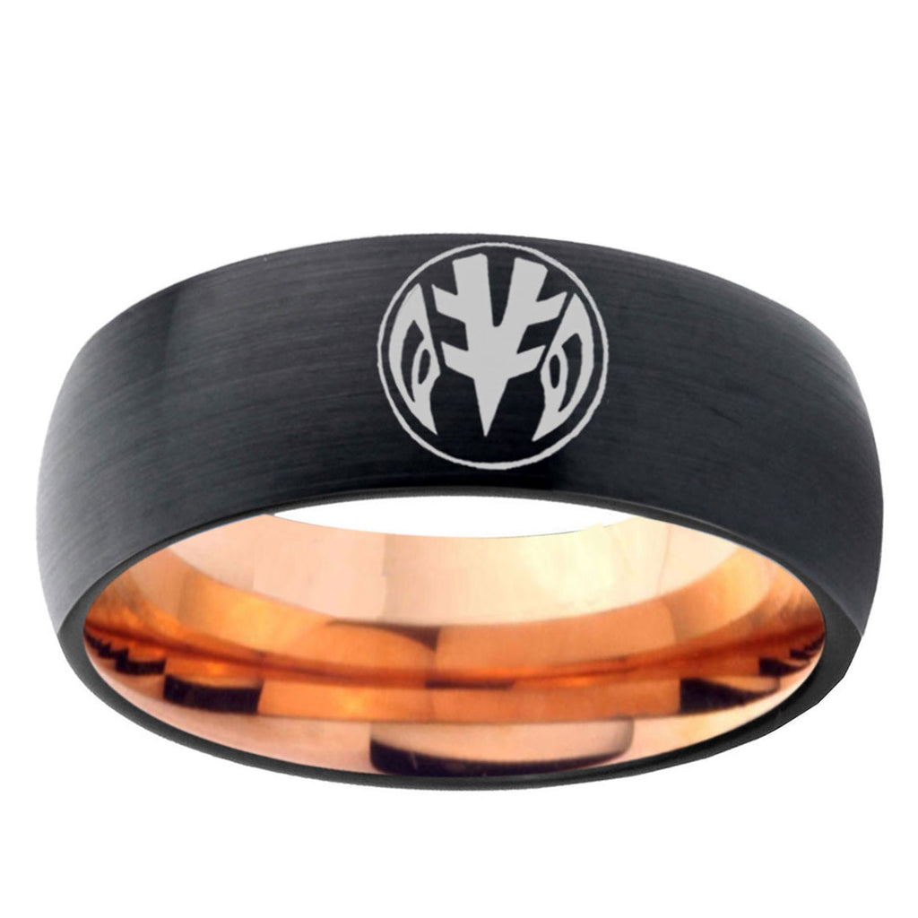 5mm Power Rangers Two-Tone Classic Dome Black Rose Gold Tungsten Wedding Band