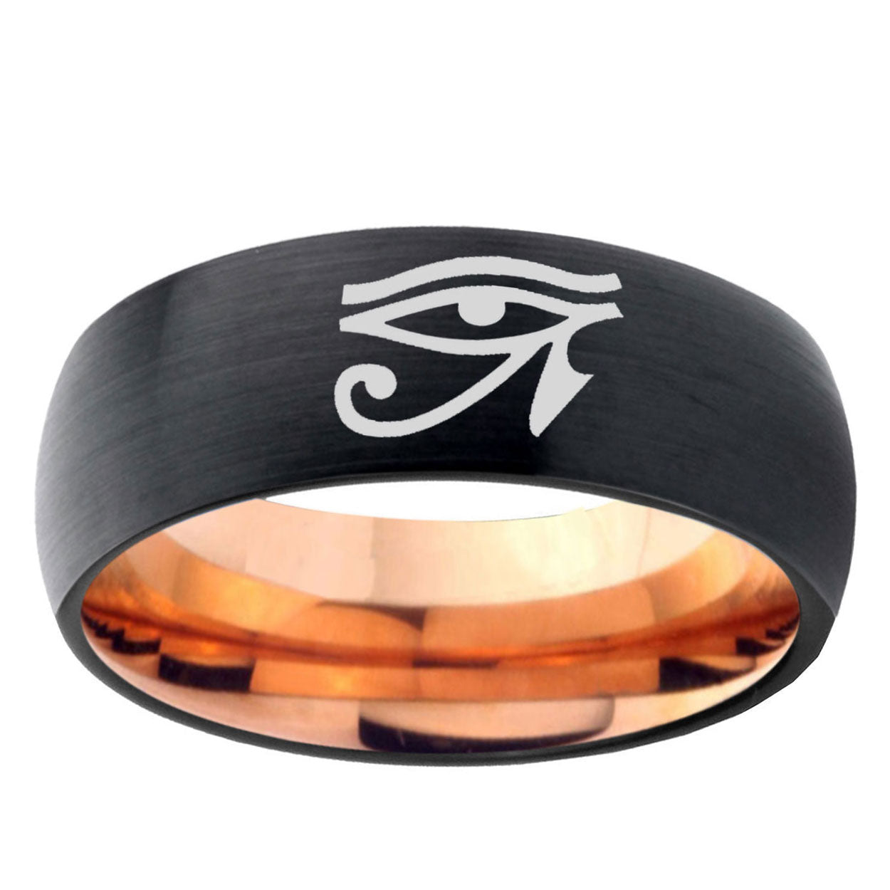 5mm Seeing Eye Two-Tone Classic Dome Black Rose Gold Tungsten Wedding Band