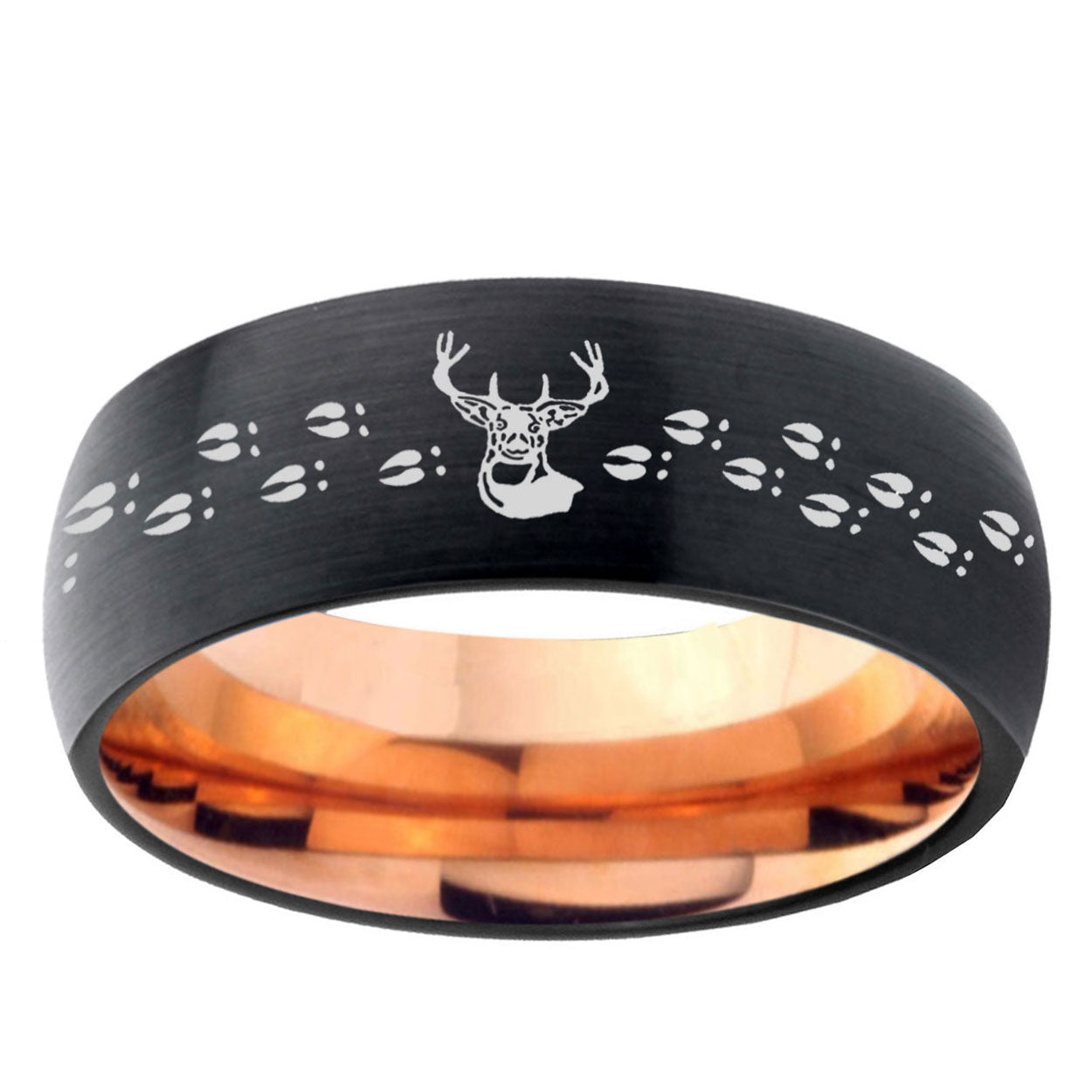 10mm Deer Antler Dome Tungsten Rose Gold Custom Ring for Men