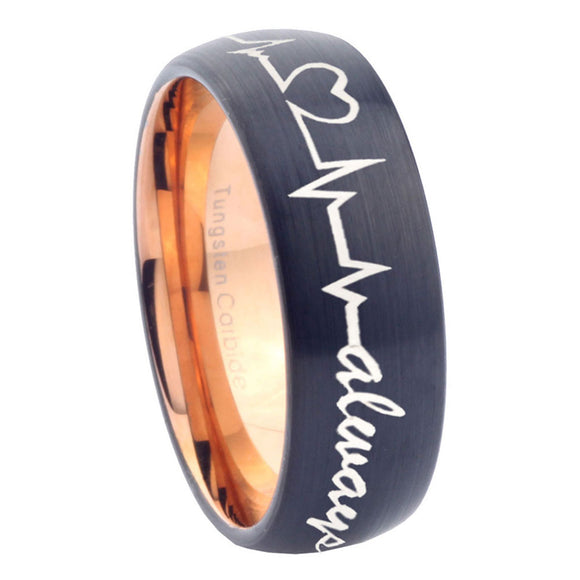 8mm-Heart-Beat-forever-Heart-always-more-Dome-Tungsten-Rose-Gold-Band-Mens