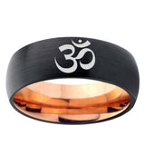5mm Om Aum Yoga Dome Black And Rose Gold Tungsten Carbide Mens Wedding Band
