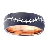 8mm-Baseball-Dome-Tungsten-Carbide-Rose-Gold-Mens-Ring-Engraved