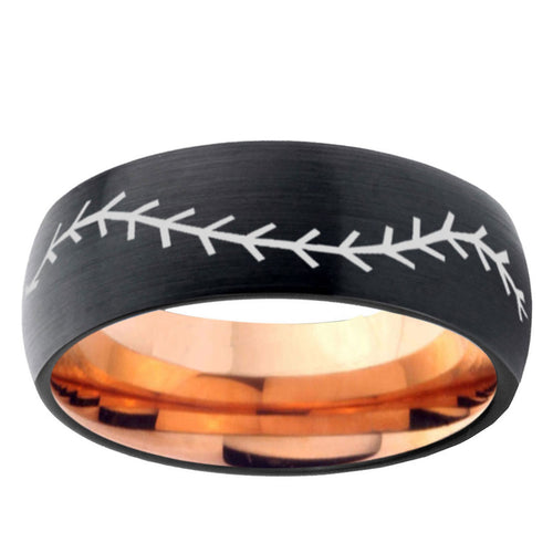 10mm Baseball Dome Tungsten Carbide Rose Gold Promise Ring