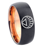 8mm White Lantern Dome Rose Gold Black Tungsten Ring
