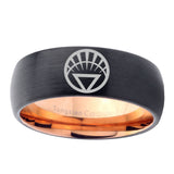 5, 8mm White Lantern Dome Rose Gold Black Tungsten Ring