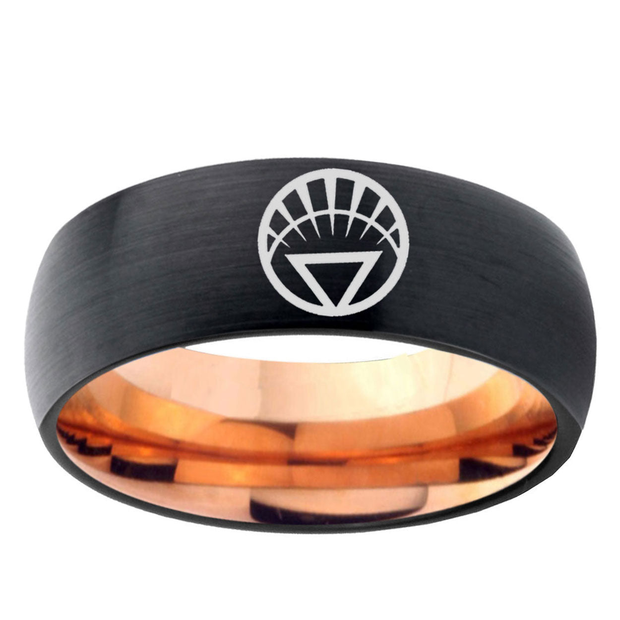 5mm White Lantern Two-Tone Classic Dome Black Rose Gold Tungsten Wedding Band