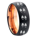 8mm Deer Tracks Two-Tone Classic Dome Black Rose Gold Tungsten Wedding Band