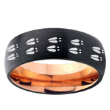 5mm Deer Tracks Dome Black And Rose Gold Tungsten Carbide Custom Ring for Men