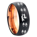 8mm Deer Hunting Tracks Two-Tone Classic Dome Black Rose Gold Tungsten Wedding Band