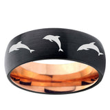 5mm Dolphins Dome Black And Rose Gold Tungsten Carbide Mens Engagement Ring