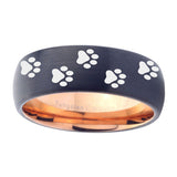 8mm-Paw-Print-Design-Dome-Tungsten-Carbide-Rose-Gold-Mens-Wedding-Band