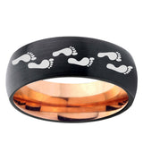 5mm Foot Print Dome Black And Rose Gold Tungsten Carbide Engraving Ring