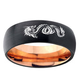 5mm Dragon Dome Black And Rose Gold Tungsten Carbide Engraving Ring