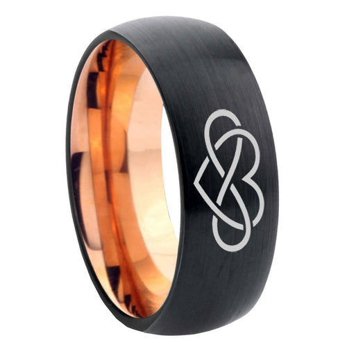 10mm Infinity Love Dome Tungsten Carbide Rose Gold Personalized Ring