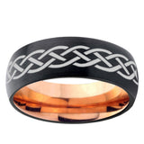 5, 8mm Celtic Knot Dome Tungsten Carbide Rose Gold Anniversary Ring