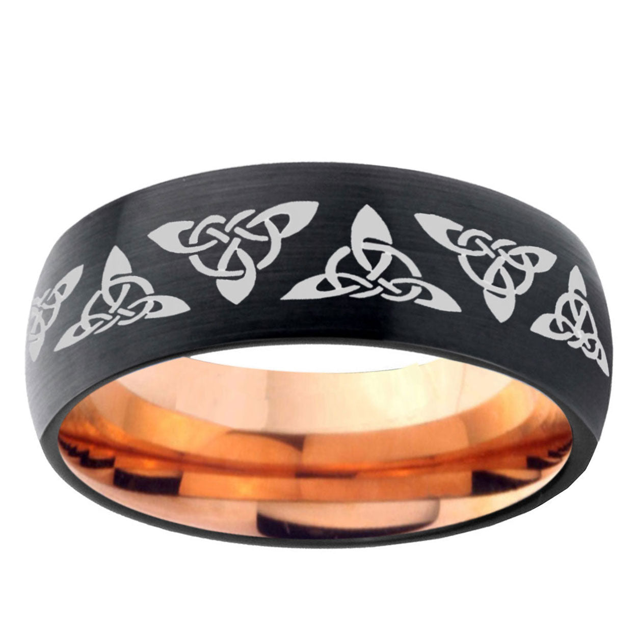 10mm Celtic Knot Dome Tungsten Rose Gold Custom Ring for Men
