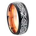 10mm Celtic Dragon Dome Tungsten Rose Gold Custom Ring for Men