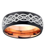 5mm Celtic Knot Dome Black And Rose Gold Tungsten Carbide Engraving Ring