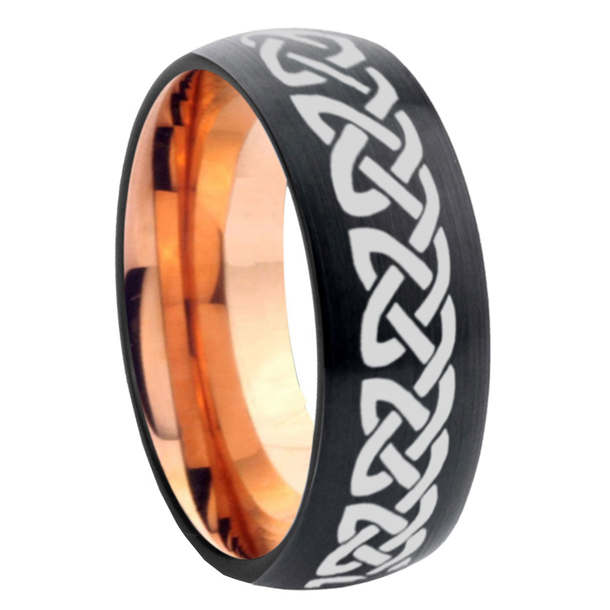 10mm Celtic Knot Love Dome Tungsten Rose Gold Custom Ring for Men