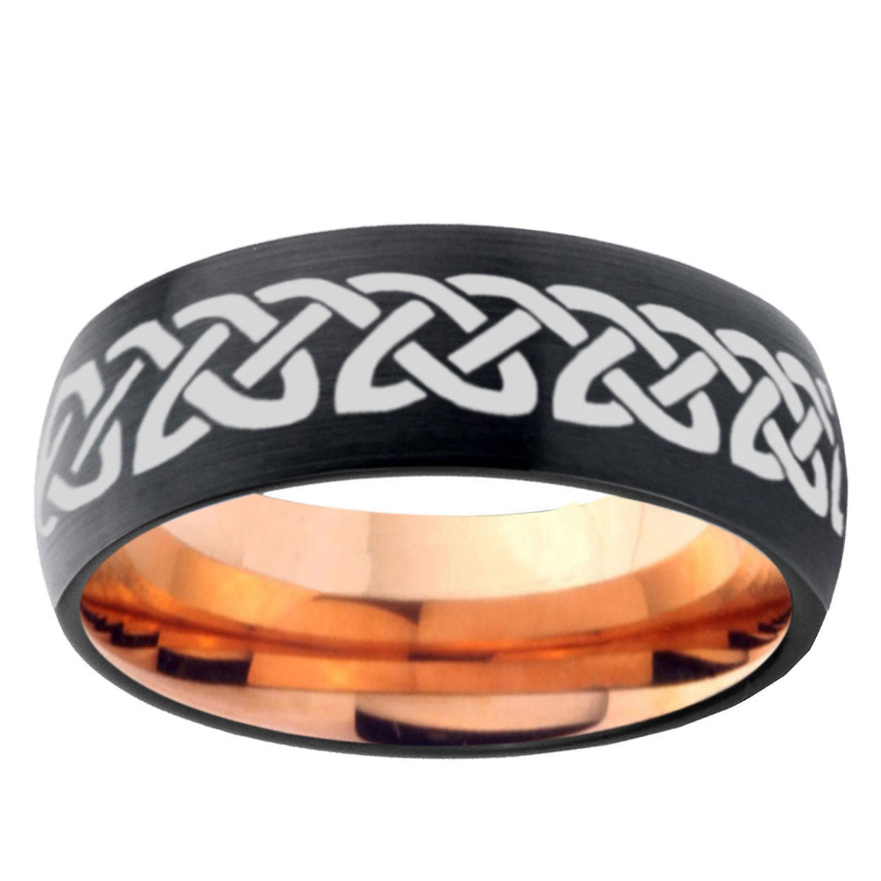 10mm Celtic Knot Love Dome Tungsten Rose Gold Custom Ring for Men