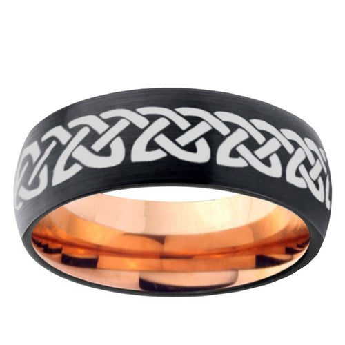 10mm Celtic Knot Love Dome Tungsten Rose Gold Custom Ring for Men