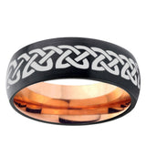 5, 8mm Celtic Knot Love Dome Tungsten Carbide Rose Gold Anniversary Ring