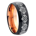 10mm Celtic Knot Heart Dome Tungsten Rose Gold Custom Ring for Men