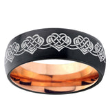 5, 8mm Celtic Knot Heart Dome Tungsten Carbide Rose Gold Anniversary Ring