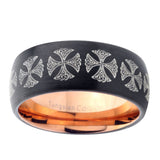 10mm-Medieval-Cross-Dome-Tungsten-Rose-Gold-Custom-Ring-for-Men