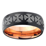 5, 8mm Medieval Cross Dome Tungsten Carbide Rose Gold Anniversary Ring
