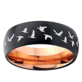 5, 8mm Flying Geese Hunting Dome Tungsten Carbide Rose Gold Anniversary Ring