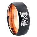 8mm Zelda Link Two-Tone Classic Dome Black Rose Gold Tungsten Wedding Band