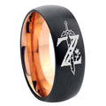 8mm Zelda Breath Of The Wild Two-Tone Classic Dome Black Rose Gold Tungsten Wedding Band