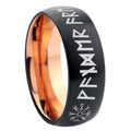 8mm Viking Two-Tone Classic Dome Black Rose Gold Tungsten Wedding Band