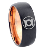 8mm Green Lantern Dome Rose Gold Black Tungsten Ring