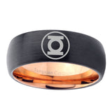 5, 8mm Green Lantern Dome Rose Gold Black Tungsten Ring