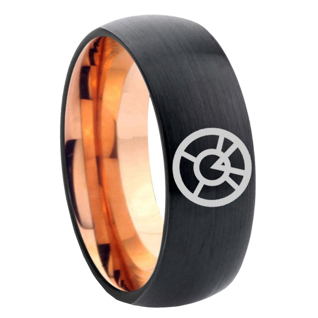 8mm Orange lantern Two-Tone Classic Dome Black Rose Gold Tungsten Wedding Band