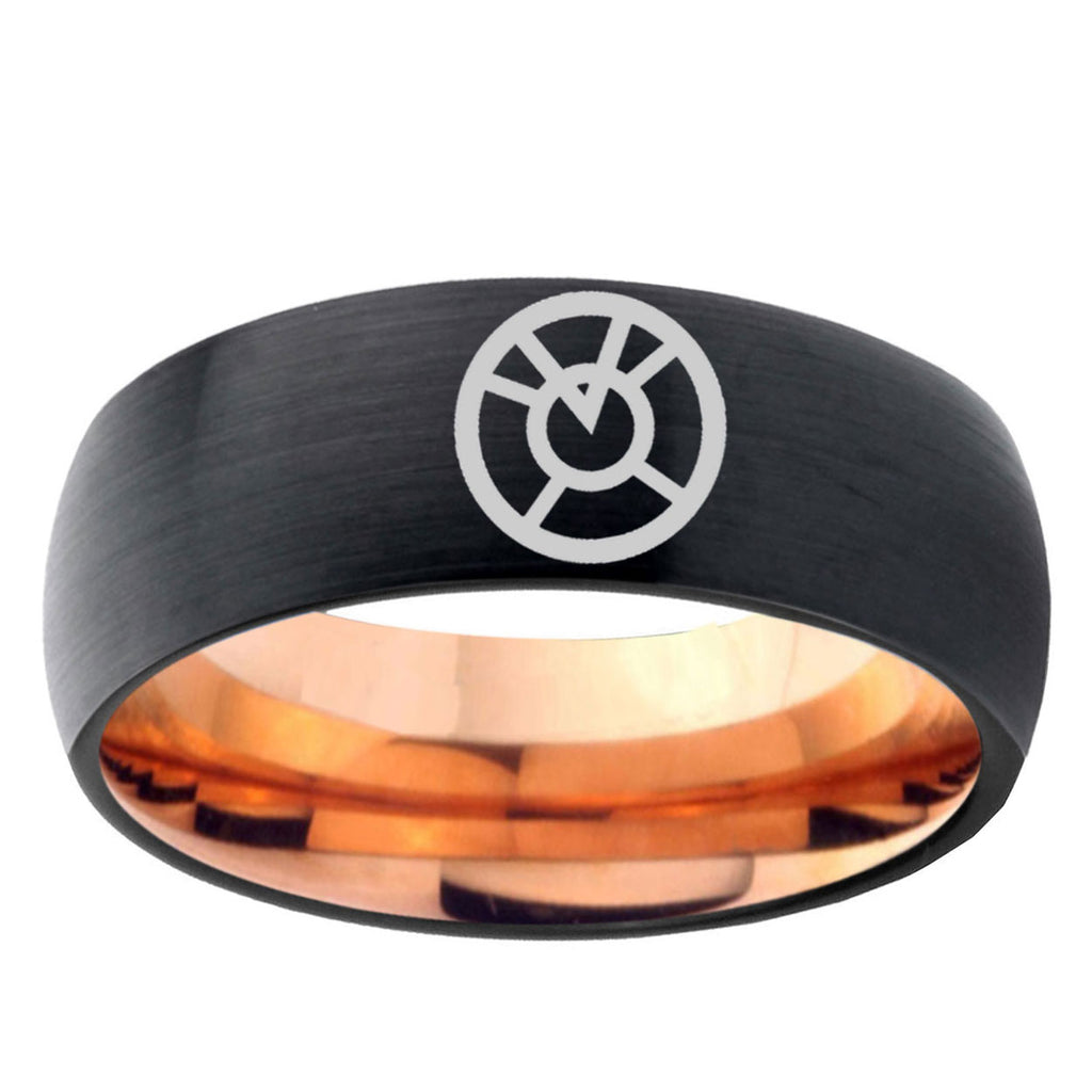 5mm Orange lantern Two-Tone Classic Dome Black Rose Gold Tungsten Wedding Band