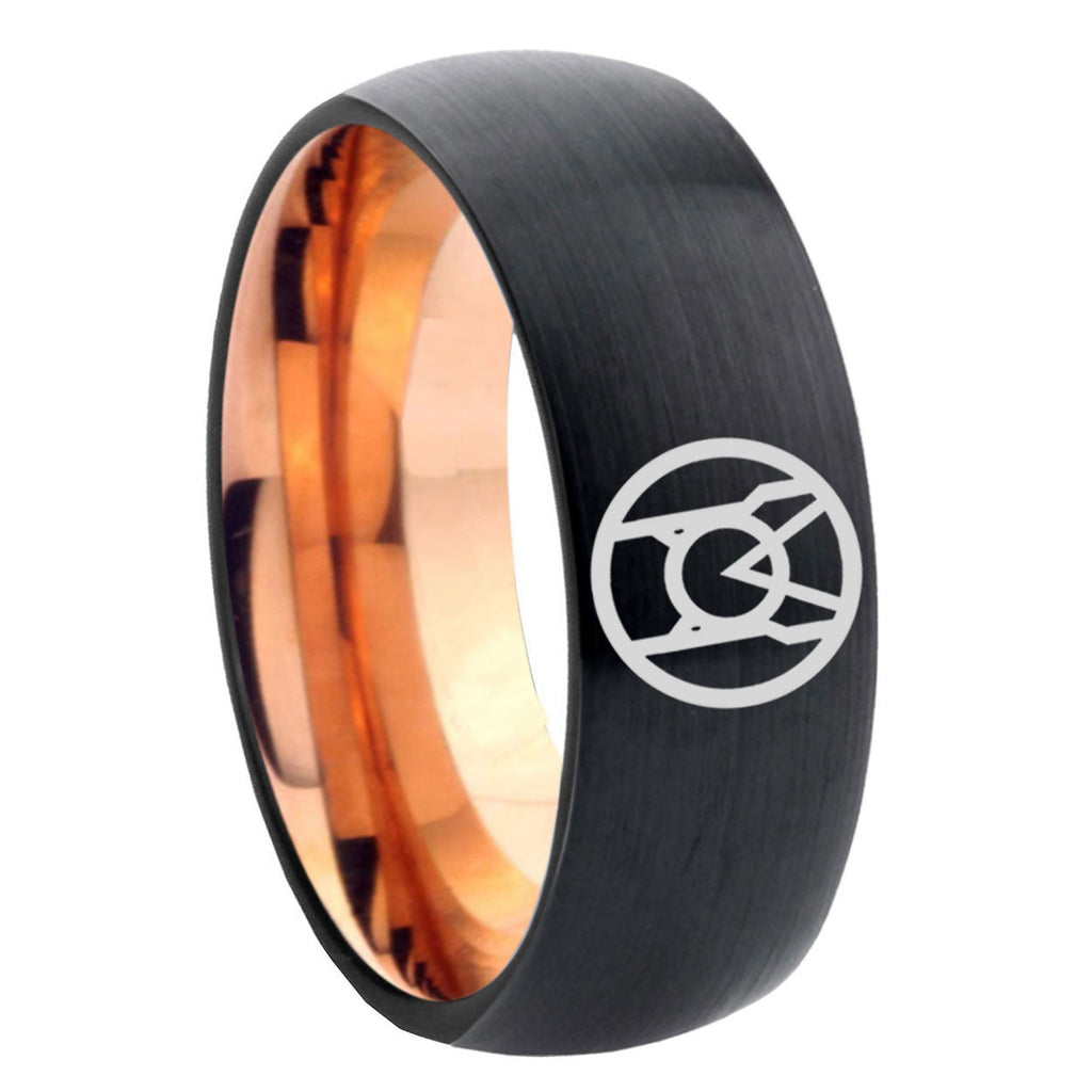 8mm Larfleeze Green Lantern Two-Tone Classic Dome Black Rose Gold Tungsten Wedding Band