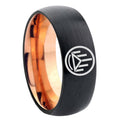8mm Silver Lantern Two-Tone Classic Dome Black Rose Gold Tungsten Wedding Band