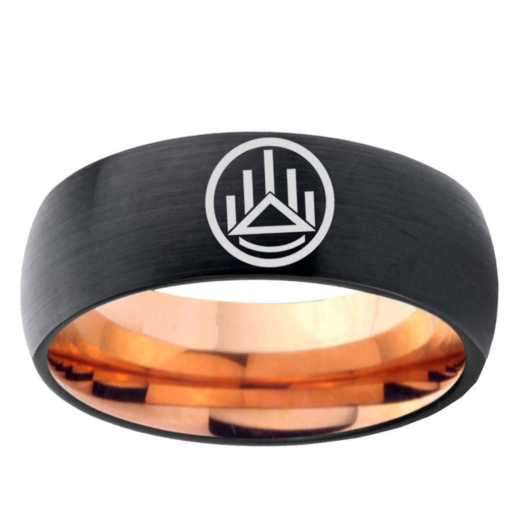 5mm Silver Lantern Two-Tone Classic Dome Black Rose Gold Tungsten Wedding Band
