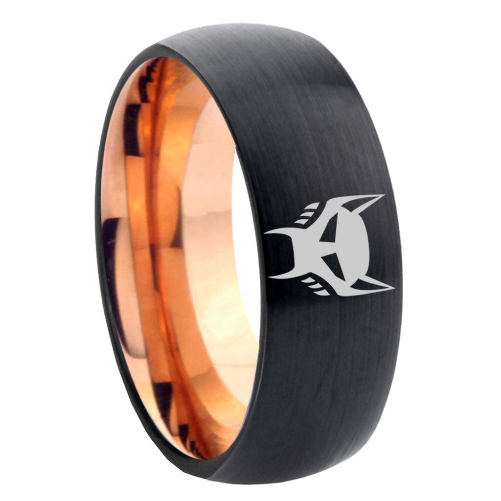 8mm Transformers Maximal Two-Tone Classic Dome Black Rose Gold Tungsten Wedding Band