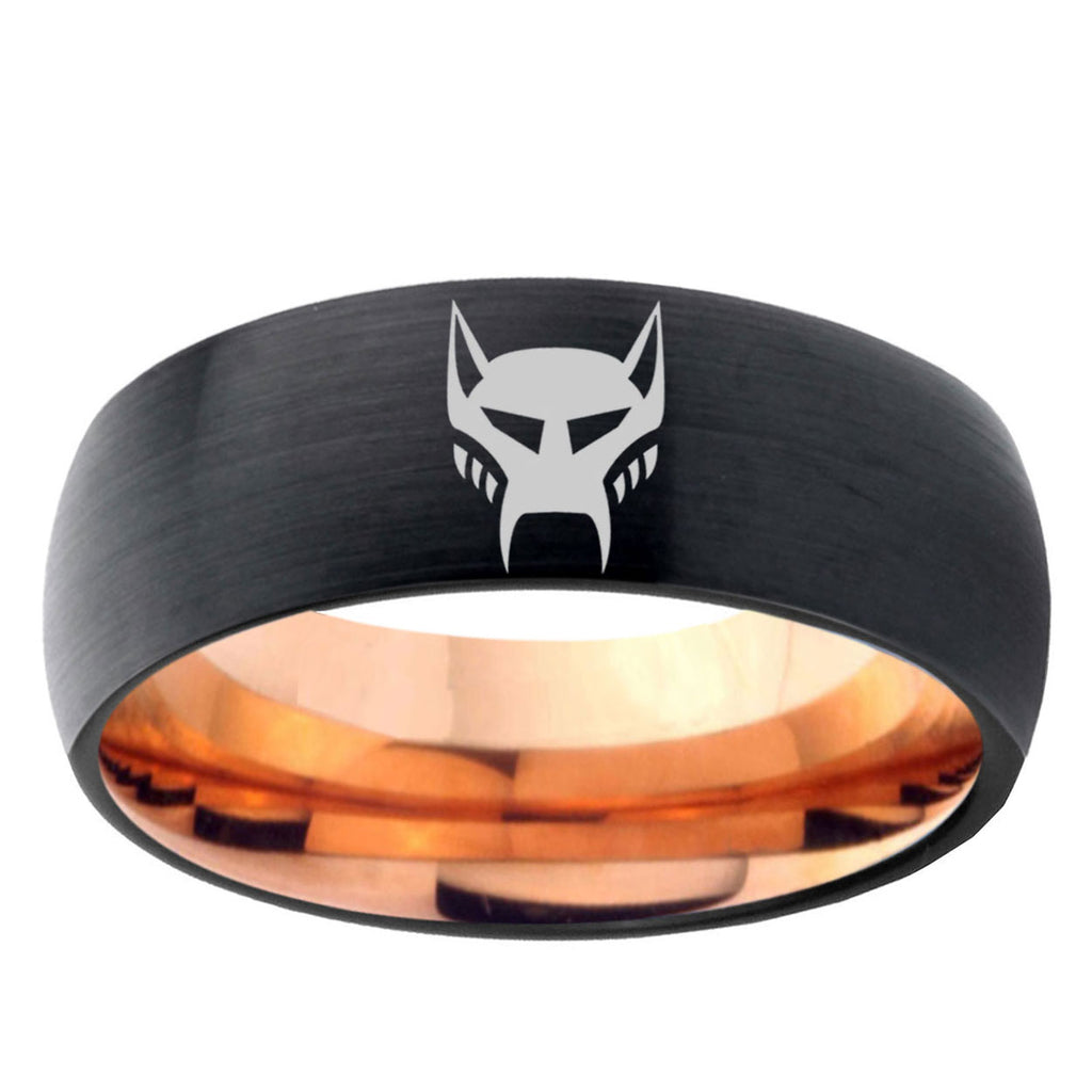 5mm Transformers Maximal Two-Tone Classic Dome Black Rose Gold Tungsten Wedding Band