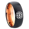 8mm Gold Lantern Two-Tone Classic Dome Black Rose Gold Tungsten Wedding Band