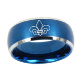 8mm-Fleur-De-Lis-Dome-Brushed-Blue-2-Tone-Tungsten-Mens-Promise-Ring