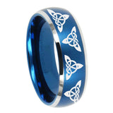 8mm-Celtic-Triangles-Dome-Brushed-Blue-2-Tone-Tungsten-Custom-Ring-for-Men