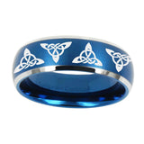 8mm-Celtic-Triangles-Dome-Brushed-Blue-2-Tone-Tungsten-Custom-Ring-for-Men