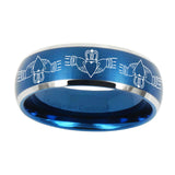 10mm-Irish-Claddagh-Dome-Brushed-Blue-2-Tone-Tungsten-Carbide-Promise-Ring