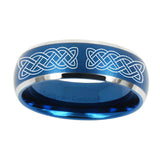 8mm-Celtic-Knot-Dome-Brushed-Blue-2-Tone-Tungsten-Carbide-Men's-Engagement-Ring