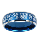 10mm Celtic Knot Dome Brushed Blue 2 Tone Tungsten Ring